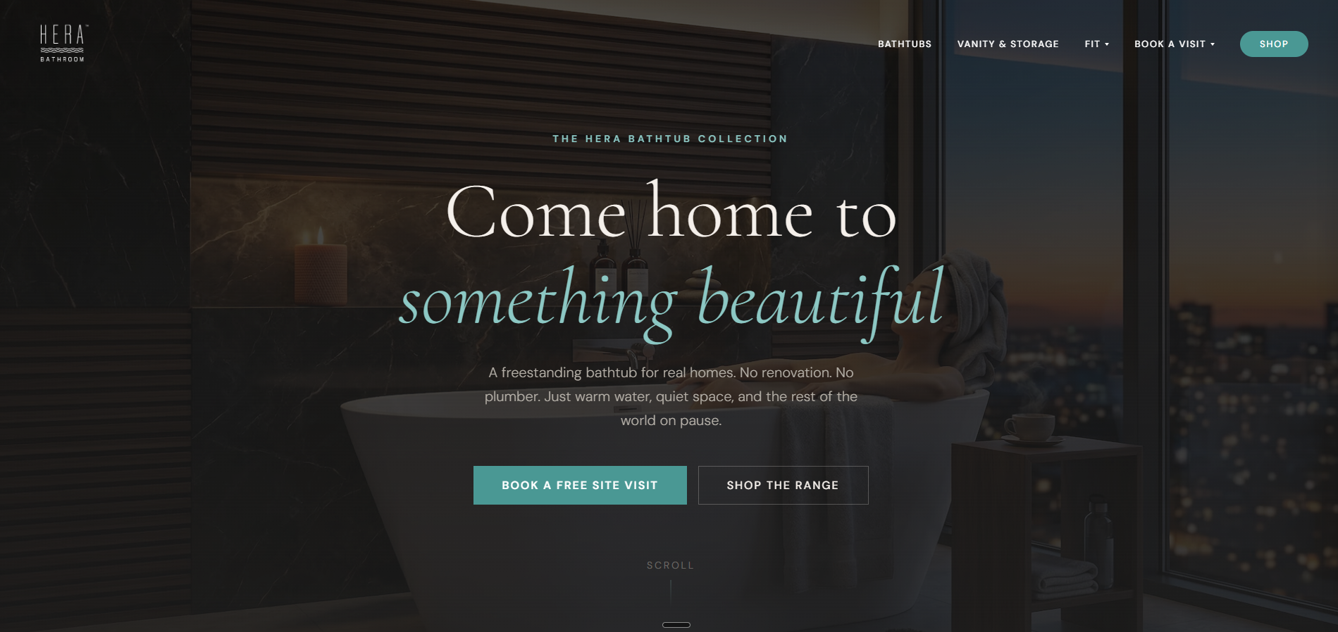 HERA Bathtub Collection landing page hero